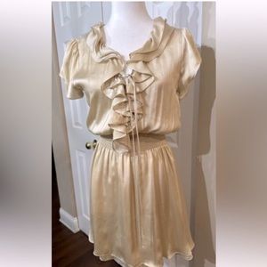 Arden B silky cream ruffle feminine mini dress size medium